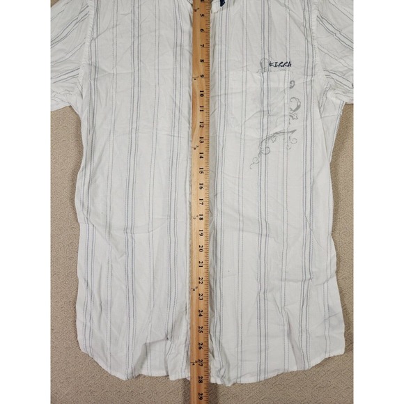 Kirra Shirt Womens Medium M Button Up Pockets Striped Collared Cotton White - Picture 5 of 13